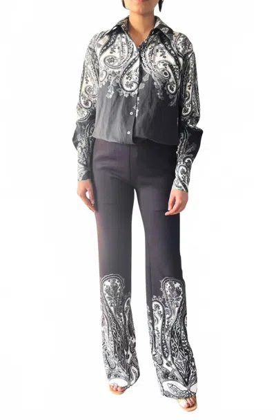 Hemant & Nandita Viri Fitted And Flared Pants In Black White In Blue