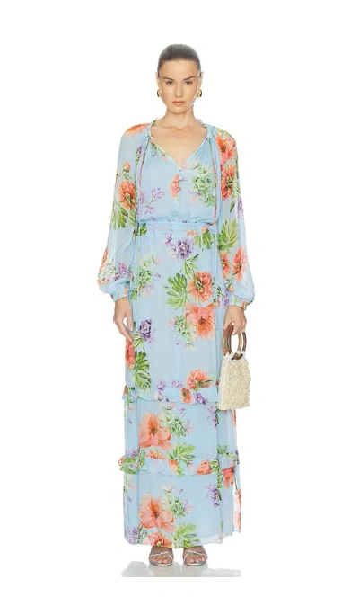 Hemant & Nandita Waist Detail Maxi Kaftan With Slip In Blue