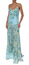 Hemant & Nandita Wani Maxi Dress In Blue Yellow Mix In Multi