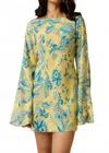 Hemant & Nandita Wani Short Dress In Blue Yellow Mix In Multi