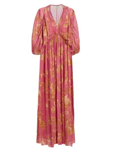Hemant & Nandita Women's Floral A-line Caftan Maxi Dress In Neutral