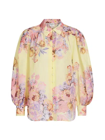 Hemant & Nandita Women's Floral Boho Shirt In Yellow