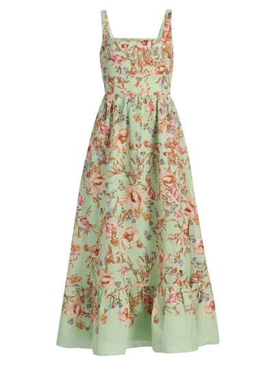 Hemant & Nandita Women's Floral Corset Linen-cotton Maxi Dress In Multi