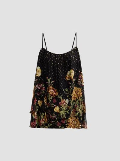 Hemant & Nandita Women's Floral Flared Top In Black