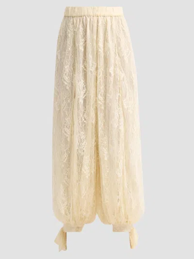 Hemant & Nandita Women's Floral Lace Parachute Pants In White
