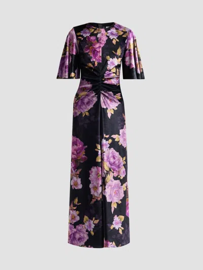 Hemant & Nandita Women's Floral Ruched Maxi Dress In Black