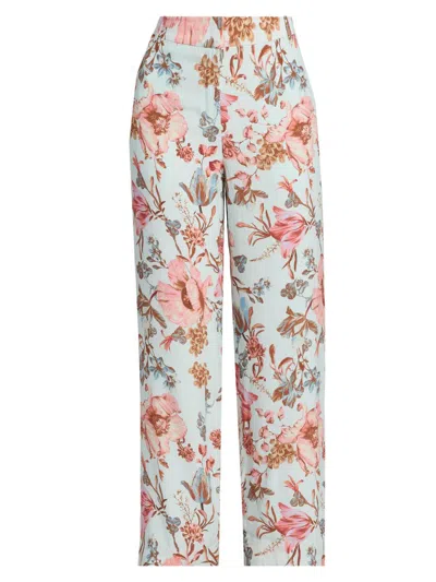 Hemant & Nandita Women's Floral Straight Leg Pants In Blue
