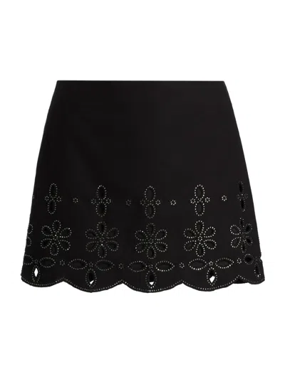 Hemant & Nandita Women's Hira Crystal-embellished Floral Cotton Miniskirt In Black