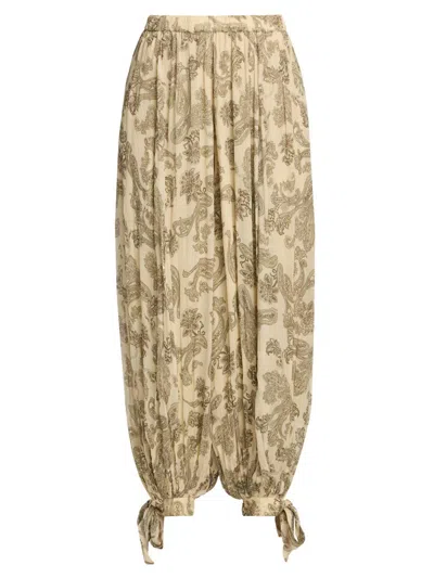 Hemant & Nandita Dani Paisley-print Tie-cuff Trousers In Neutral