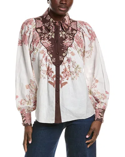 Hemant & Nandita Yoke Linen-blend Shirt In Multi