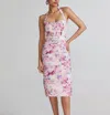 Hemant & Nandita April Midi Dress In Pink Floral In Multi
