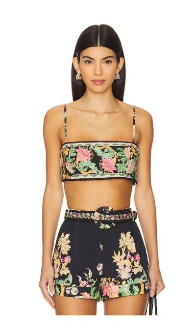Hemant & Nandita Beaded Bralette In Black & Off White Floral