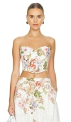 Hemant & Nandita Corset Top In White Floral In 白色花卉