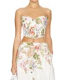 Hemant & Nandita Corset Top In White Floral In Multi