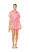 Hemant & Nandita Floral-print Button-up Shirt Mini Dress In Ç²‰çº¢ç¢žèš±
