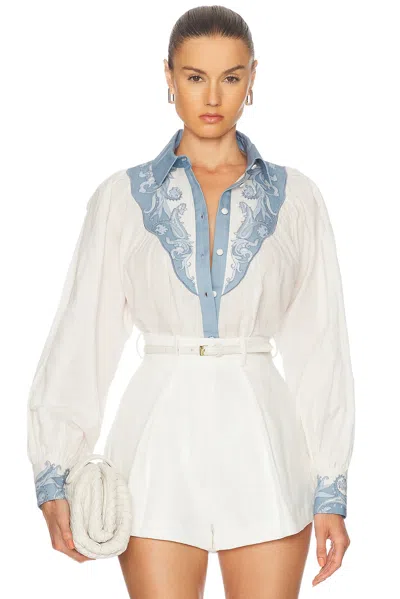 Hemant & Nandita Fiza Shirt In Blue Ivory