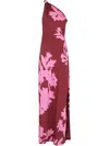 Hemant & Nandita One Shoulder Long Dress Black Magenta In Pink