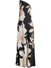 Hemant & Nandita Midikleid Mit Blumen-print In Schwarz