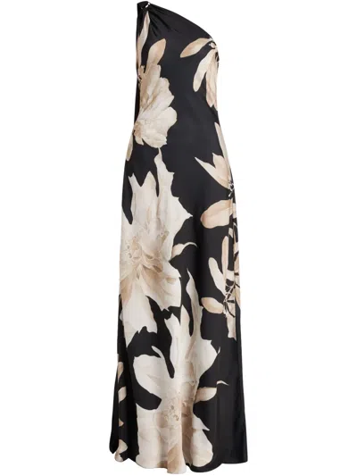 Hemant & Nandita Midikleid Mit Blumen-print In Schwarz