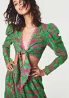 HEMANT & NANDITA GOA KNOTTED CROP TOP IN GREEN MULTI