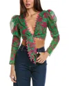 Hemant & Nandita Goa Knotted Crop Top In Green Multi In Green