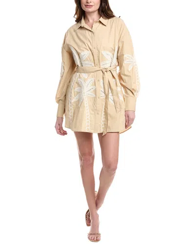 Hemant & Nandita Eyelet Shirtdress In Beige