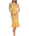 Hemant & Nandita Raisa Tube Midi Dress In Yellow In Yellow