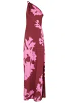 Hemant & Nandita One Shoulder Long Dress Black Magenta In Pink