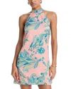 Hemant & Nandita Hemant And Nandita Printed Halter Mini Dress In Pink Blue