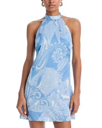 Hemant & Nandita Hemant And Nandita Printed Halter Mini Dress In Powder Blue