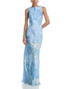 Hemant & Nandita Hemant And Nandita Printed High Neck Maxi Dress In Powder Blue