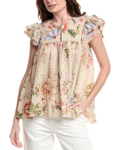 Hemant & Nandita Quilted Yoke Top In Beige