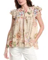 Hemant & Nandita Quilted Yoke Top In Beige
