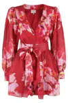Hemant & Nandita Short Dress With Tie Up Belt In Red