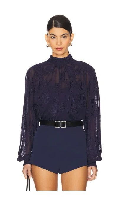 Hemant & Nandita High Neck Top With Cami In Navy