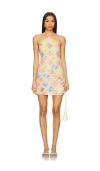 Hemant & Nandita Fiza Bodycon Mini Dress In Multi Color In Baby Blue,blush