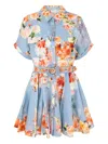 Hemant & Nandita Short Dress With Buckle Belt In Blue