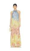 Hemant & Nandita Fiza Long Dress In Blue,yellow