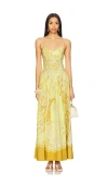 Hemant & Nandita Fiza Fitted Sweetheart Neckline Maxi Dress In Light Yellow In Yellow