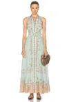 Hemant & Nandita Long Shirt Buckle Belt Dress In Blue Brown