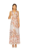 Hemant & Nandita Hemant And Nandita Floral Buckle Belt Button Front Maxi Dress In White,pink