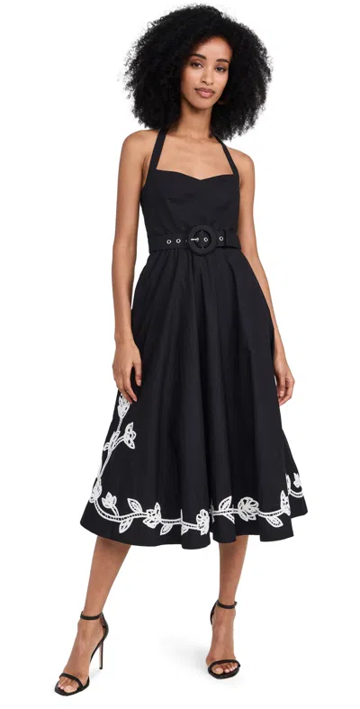 Hemant & Nandita Midi Dress With Buckle Belt Black White