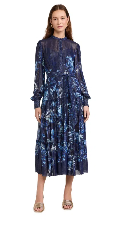 Hemant & Nandita Midi Dress With Tie Up Blue