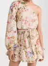 Hemant & Nandita Nava One Shoulder Dress With Belt In Beige In Beige