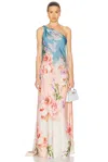 Hemant & Nandita Kavi One-shoulder Satin Maxi Dress