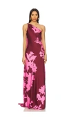 Hemant & Nandita One Shoulder Long Dress Black Magenta In Wine