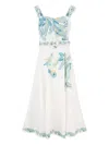 Hemant & Nandita Midi Dress With Bucket Belt In White Floral In White