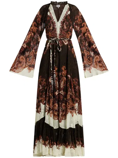 Hemant & Nandita Paisley-print Maxi Dress In Brown