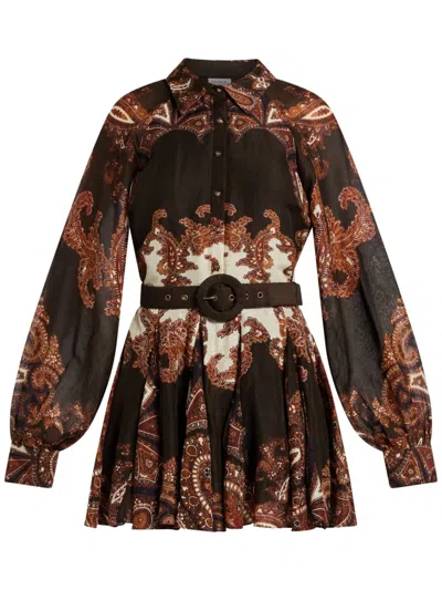 Hemant & Nandita Paisley-print Mini Dress In Brown