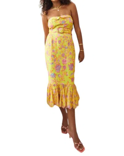 Hemant & Nandita Raisa Tube Midi Dress In Yellow